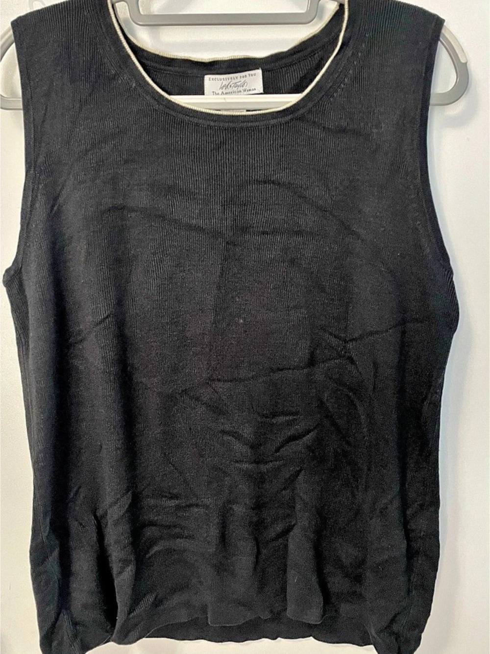 Lord and Taylor Ribbed Tank Top in Black Size 2X